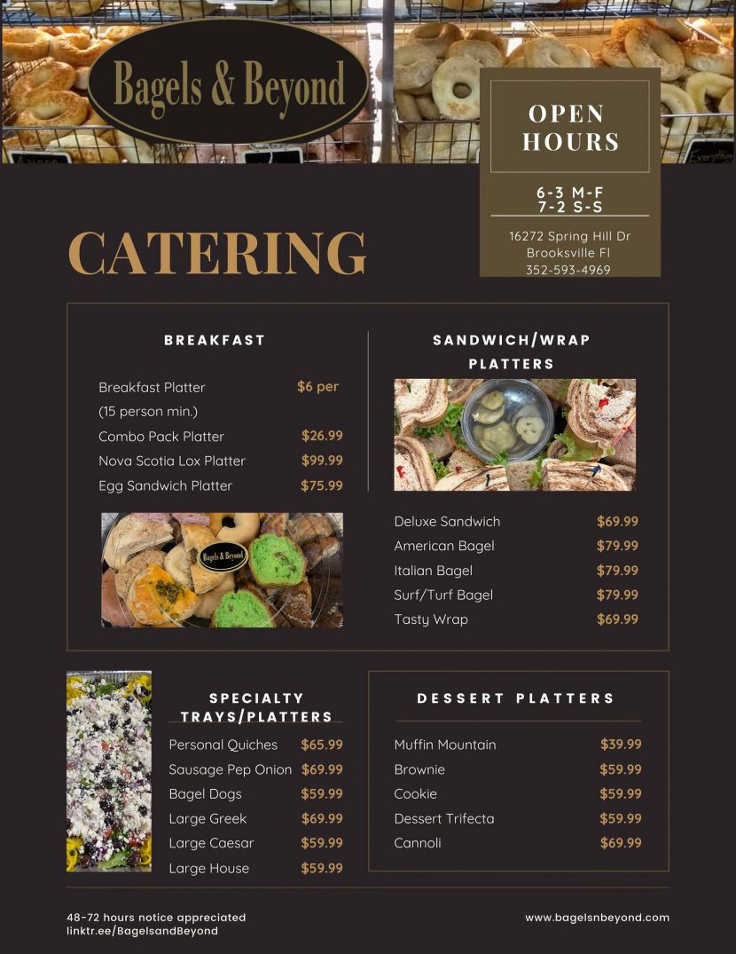 Menu Bagels & Beyond