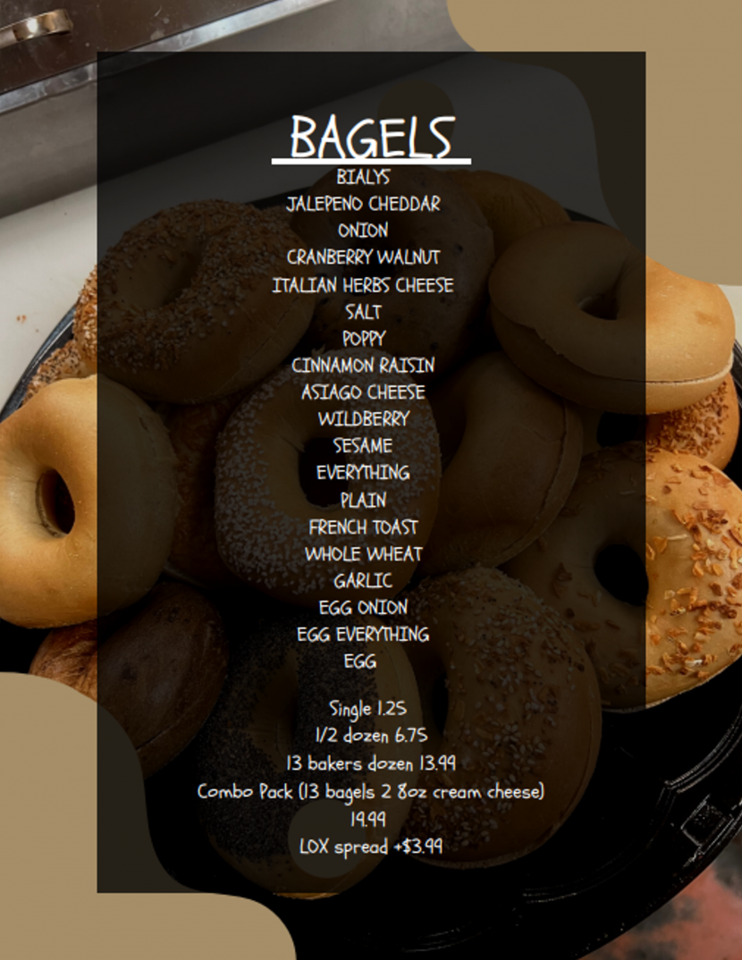 Menu Bagels & Beyond